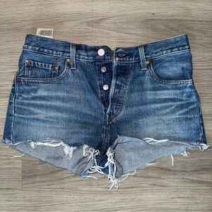 Levi's 501 Denim Shorts with Pink Detailing